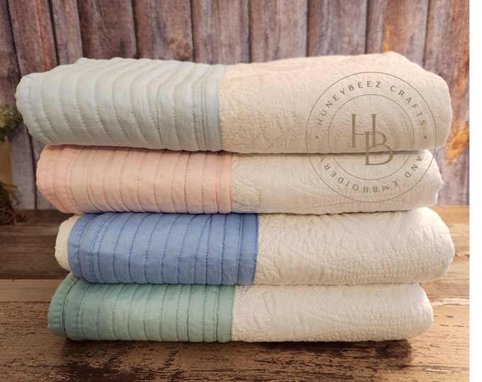 Custom Embroidered Cotton Lap Quilt, Personalized Baby Gift (50x60)