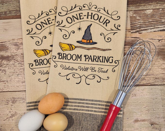 Personalized - Custom Towels - Broom Parking  Kitchen Towels