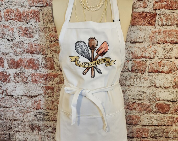 Personalized - Custom - Weapons Of Choice - Adult Apron- Baking- Crafts - Gifts -Custom- Chef