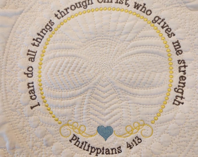 Custom Baby Quilt Philippians 4:13 baby quilt blanket- Baby Gift - Newborn- Personalized - Embroidered - Nursery - Baby Shower