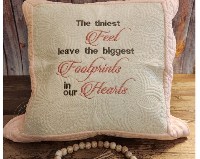 Personalized Footprints Quilted Pillow Sham: Embroidered Nursery Decor