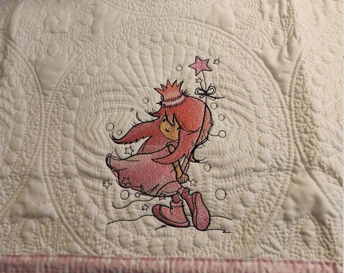 Personalized Princess Baby Quilt: Embroidered Cotton Heirloom