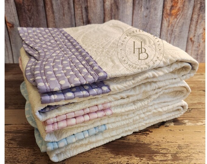 Custom Polka Dot Baby Quilt: Personalized Embroidered Nursery Decor