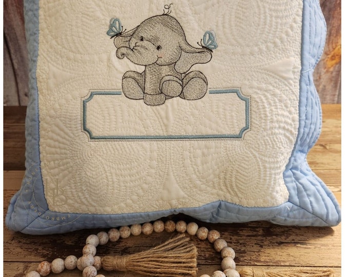 Personalized, Little Ellie Name Frame quilted baby pillow sham