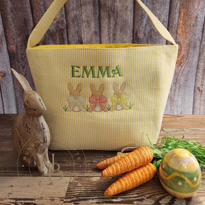 Bunny Trio Easter Basket, Easter Egg, Easter Bucket, Easter Baskets, Easter Bag, Easter Baskets, Personalized Easter Basket, Monogramed