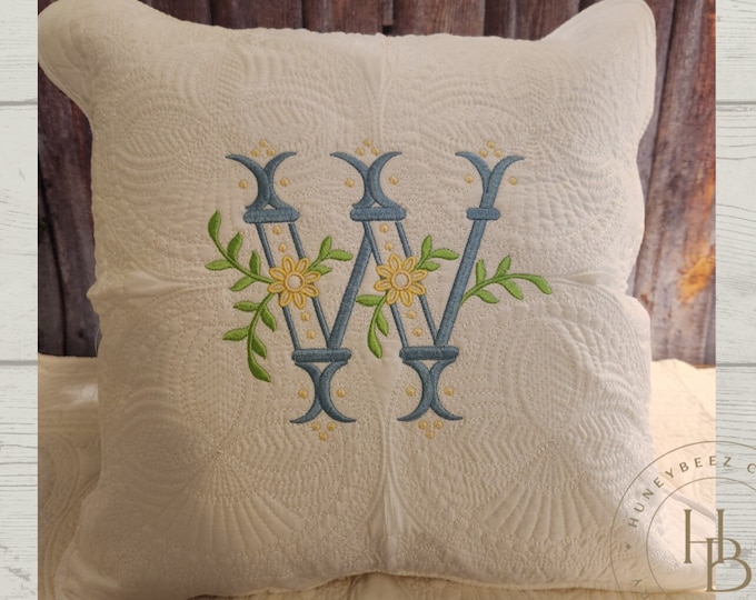 Personalized, Regal Daisy Single Monogram quilted baby pillow sham