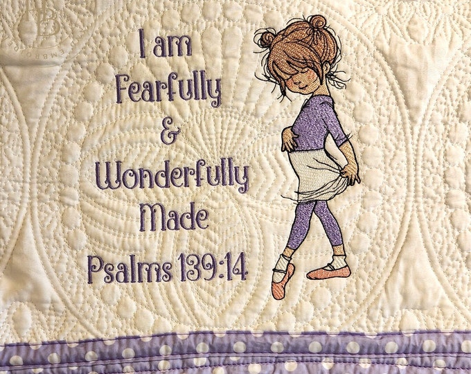 Custom Baby Quilt: Embroidered Ballet Girl, Personalized Nursery Decor