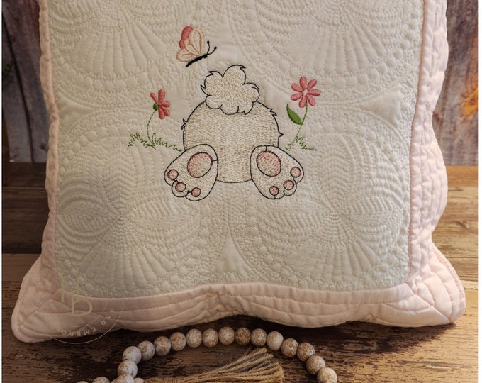Personalized, Bunny Butt quilted baby pillow sham