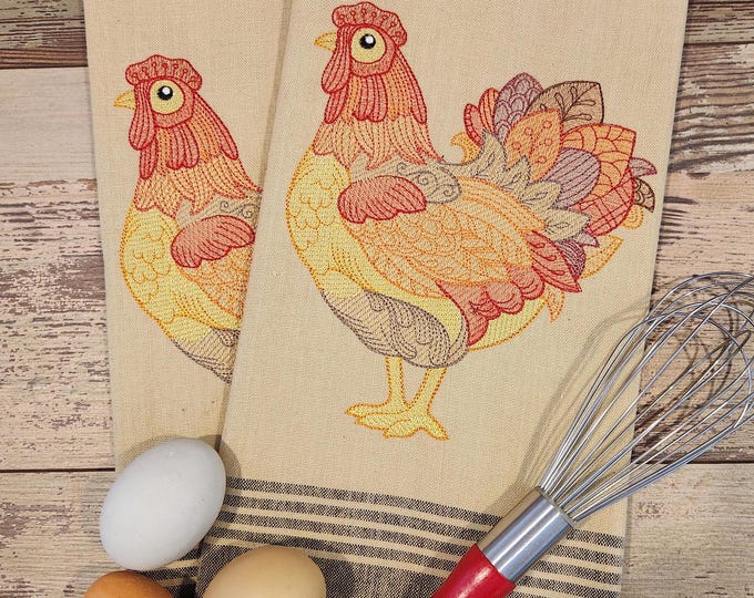 Personalized - Custom Towels - Autumn Rooster, Embroidered