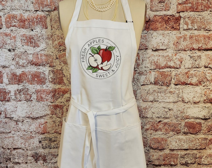 Personalized -  Custom - Apron - Fresh Apples Stamp- Baking- Crafts - Gifts -Custom- Chef