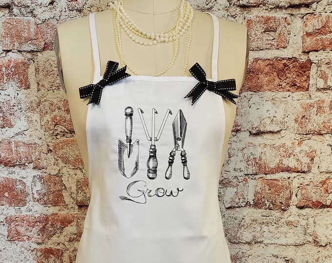 Embroidered - Apron - Adult Apron - Garden Tools- Baking- Crafts - Gifts -Custom- Chef