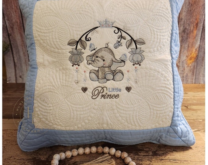 Personalized, Little Prince quilted baby pillow sham