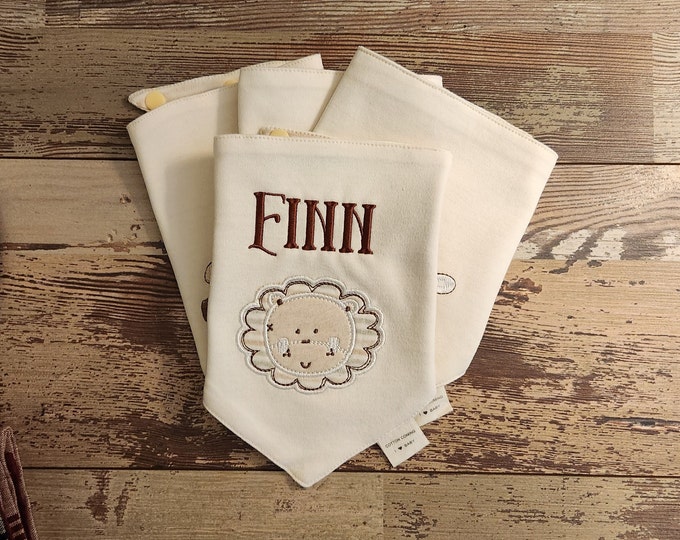 Personalized, Animal Themed Baby Bibs with snap closure