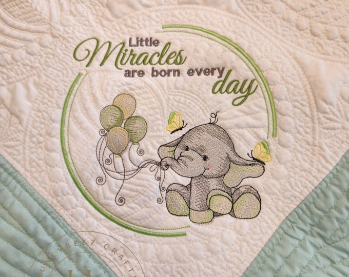 Personalized Baby Quilt: Embroidered Cotton Heirloom Blanket