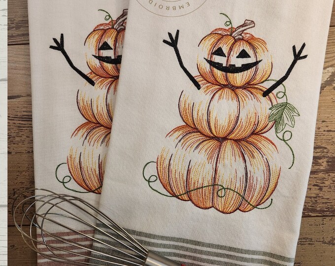 Personalized - Custom Towels - Jack O' Lantern Pumpkin Man - Embroidered - Halloween