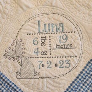 Custom Baby Quilt Mermaid Birth Announcement baby quilt blanket- Baby Gift - Newborn- Personalized - Embroidered - Nursery - Baby Shower