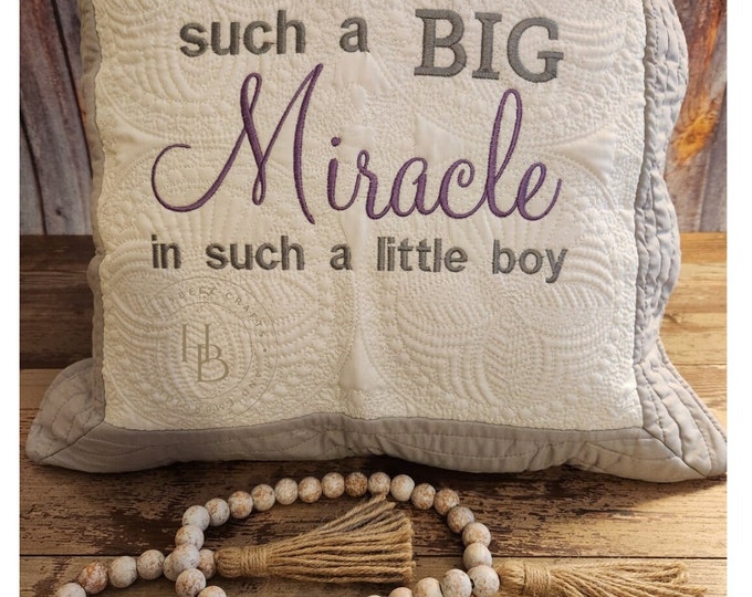 Personalized, Big MIracles quilted baby pillow sham