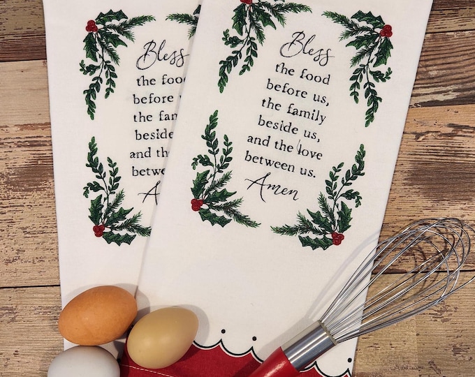 Personalized - Custom Towels -  Bless The Food Before Us-Kitchen Towels - Christmas