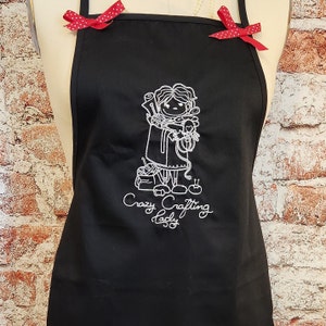 Embroidered - Apron- Adult Apron - Crazy Craft Lady- Baking- Crafts - Gifts -Custom- Chef