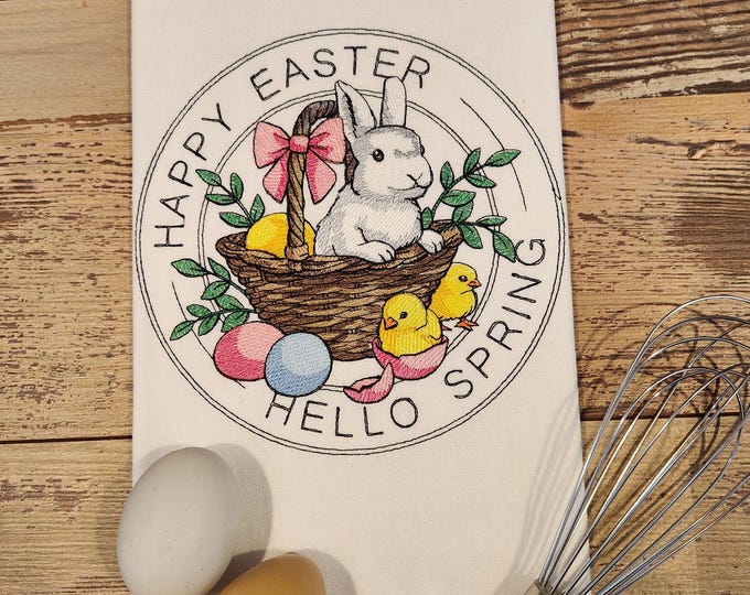 Personalized - Custom -  Easter Bunny Kitchen Towel
