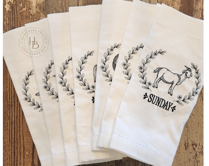 Personalized - Custom Towels - Days Of The Week Farm Animals Kitchen Towels