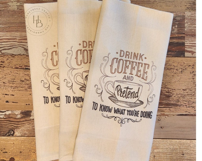 Personalized - Custom Towels - Drink Coffee Kitchen Towels