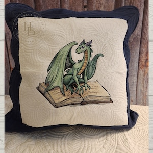 Custom Pillow, Dragon Fantasy Novel Quilted Pillow Cover