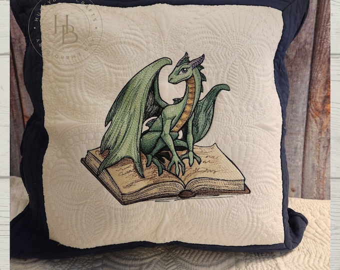Custom Pillow, Dragon Fantasy Novel Quilted Pillow Cover