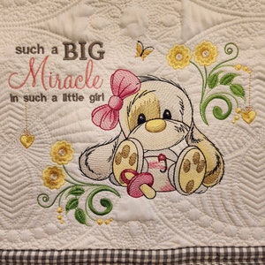 Custom Baby Quilt Big Miracle Baby quilt- Baby Gift - Newborn- Personalized - Embroidered - Nursery - Baby Shower