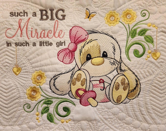 Custom Baby Quilt Big Miracle Baby quilt- Baby Gift - Newborn- Personalized - Embroidered - Nursery - Baby Shower