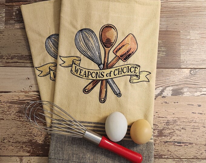 Personalized - Custom - Weapons of Choice -  Kitchen Towels