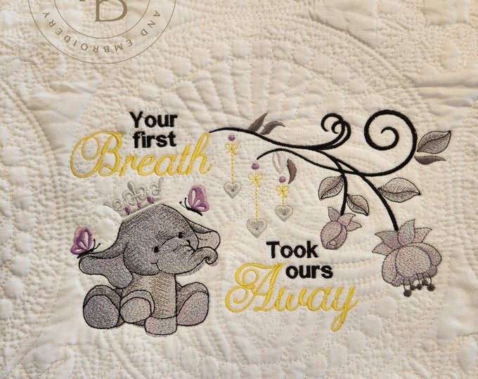 Personalized Baby Quilt: Embroidered Cotton Heirloom Blanket