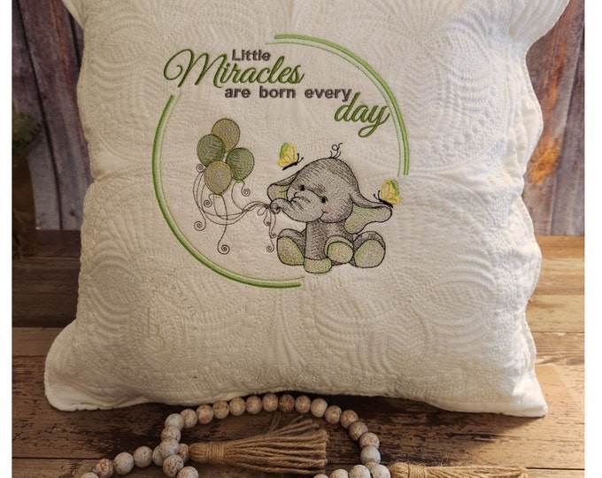 Personalized, Little Miracles quilted baby pillow sham, Nursery Gift, Nursery, Newborn, Embroidered, Custom