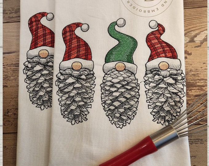 Personalized - Custom Towels - Pinecone Gnomes - Christmas