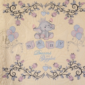 Custom Baby Quilt Ellie Dreams & Giggles baby quilt elephant- Baby Gift - Newborn- Personalized - Embroidered - Nursery - Baby Shower