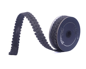 Farrisilk Black Wired Ribbon 1 Inch 5 Yards Halloween Ribbon-HR067-92