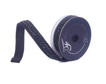 Farrisilk Black Wired Ribbon 1 Inch Farrisilk Bewitched Trim 5 Yards-HR057-92