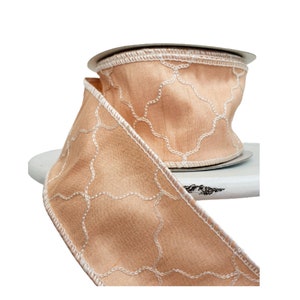 Sutra Wired Edge Blush Ribbon for Wreaths and Crafts. Perfect for weddings, wreaths, parties, and holiday-223620