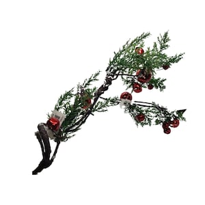 32&quot;L Snow Pine Needle Ball Spray - Sparkling Silver, Green, White, and Red-XV794031
