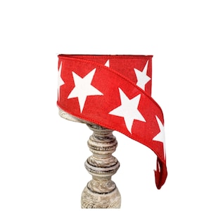 RGA148624-2.5"x10YD Bold Glitter Star on Royal Patriotic Ribbon-Red/White,Patriotic Ribbon,2.5 inch Patriotic ribbon,wreath supplies,Stars