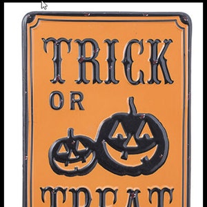 Trick or Treat Wall Sign,Halloween Metal Sign,Wreath Attachment,Craft Supplies,Wreath Sign