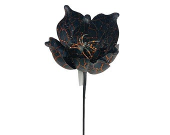 25" Black Copper Magnolia Stem - Halloween Spider Floral Pick-40552-COPPBK