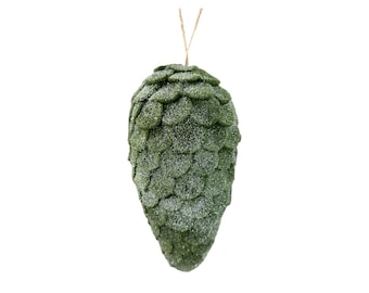 Green Felt Glitter Pinecone Ornament 9"-86360GN