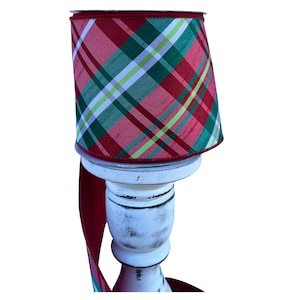 RGX0066WJ-4&quot;x10YD Diagonal Plaid Christmas Wired Ribbon-Red/Sage/Emerald/White/Tan,Plaid Christmas Tree Ribbon,Red plaid holiday ribbon