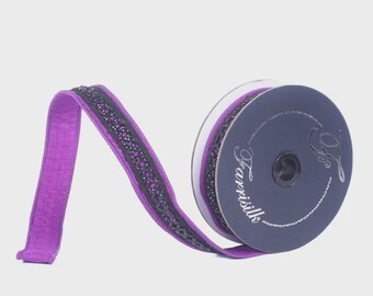 Farrisilk Purple Wired Ribbon 1 Inch Farrisilk Bewitched Trim 5 Yards-HR057-27
