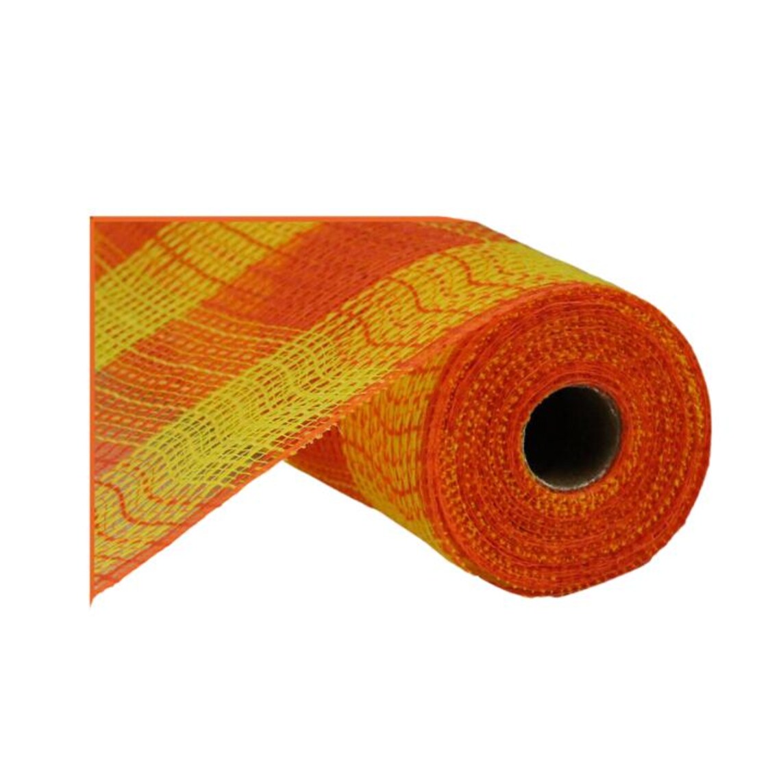 10.25"x10yd Orange Yellow Faux Jute Mesh Roll I Large Check Deco Mesh ...