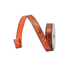Cinta de alambre Farrisilk naranja y negra para Halloween, 1 pulgada x 10 yardas. Adorno de pelusa espeluznante para coronas, lazos, decoración espeluznante y proyectos de manualidades. RS256-87