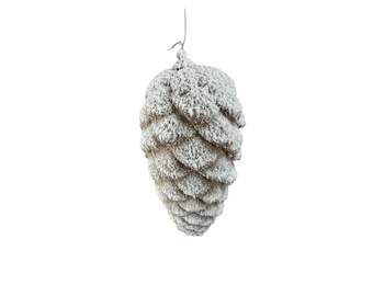 Snowy Glitter Pinecone Ornament 7"-86015SNOW
