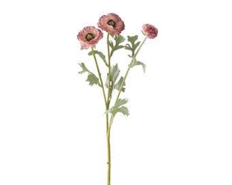 Pink Ranunculus Stem Artificial 18 Inch 3 Head Faux Flower-18803C-PK