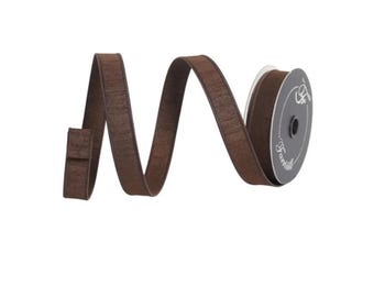 Premium Farrisilk 1" Chocolate Dupion Wired Ribbon-RK608-23